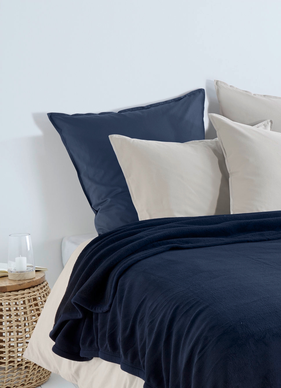 COUVERTURE DOUBLE FACE TRÈS CHAUDE BLEU GRIS