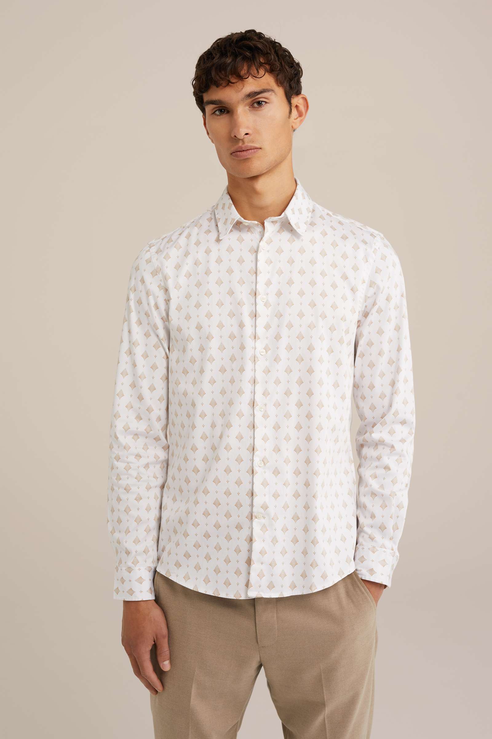 Heren satijn look overhemd met dessin