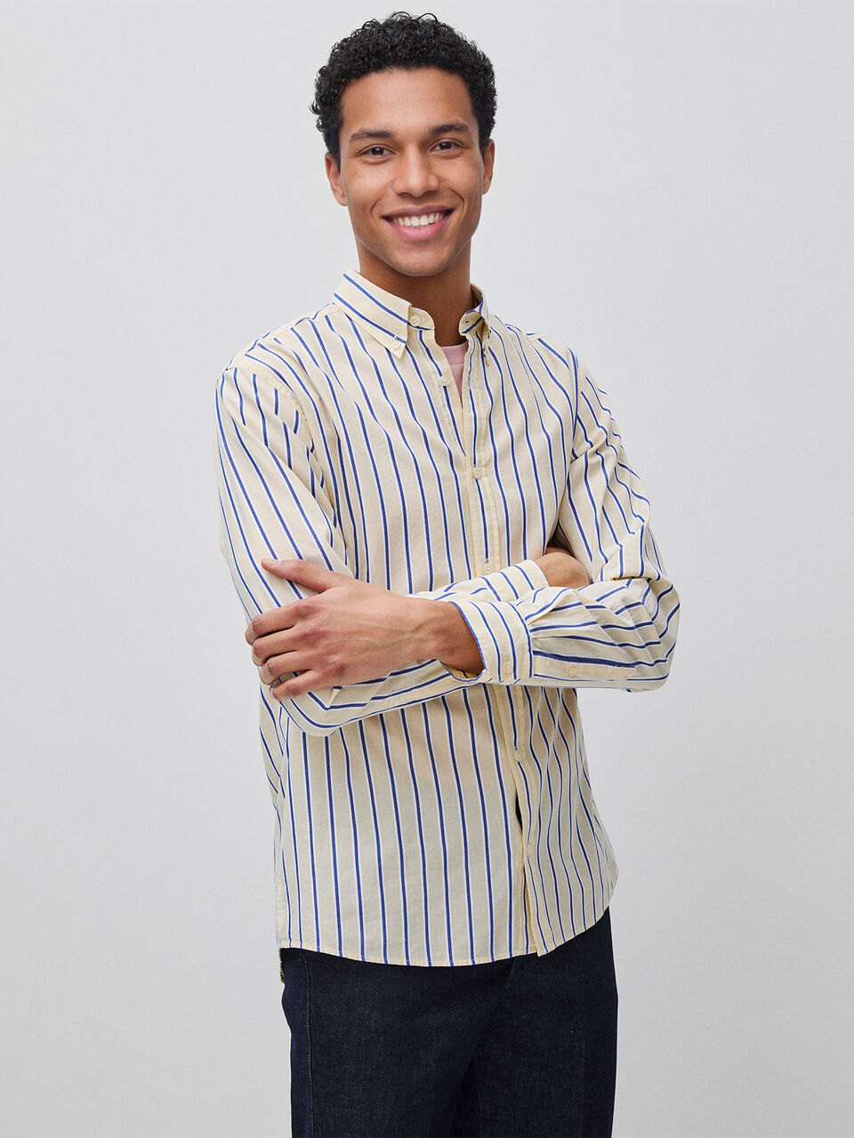 Striped button-down shirt