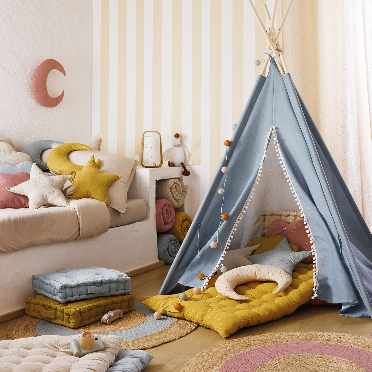 Kids floor mat "Berlingot" Mustard yellow, 60x120 cm