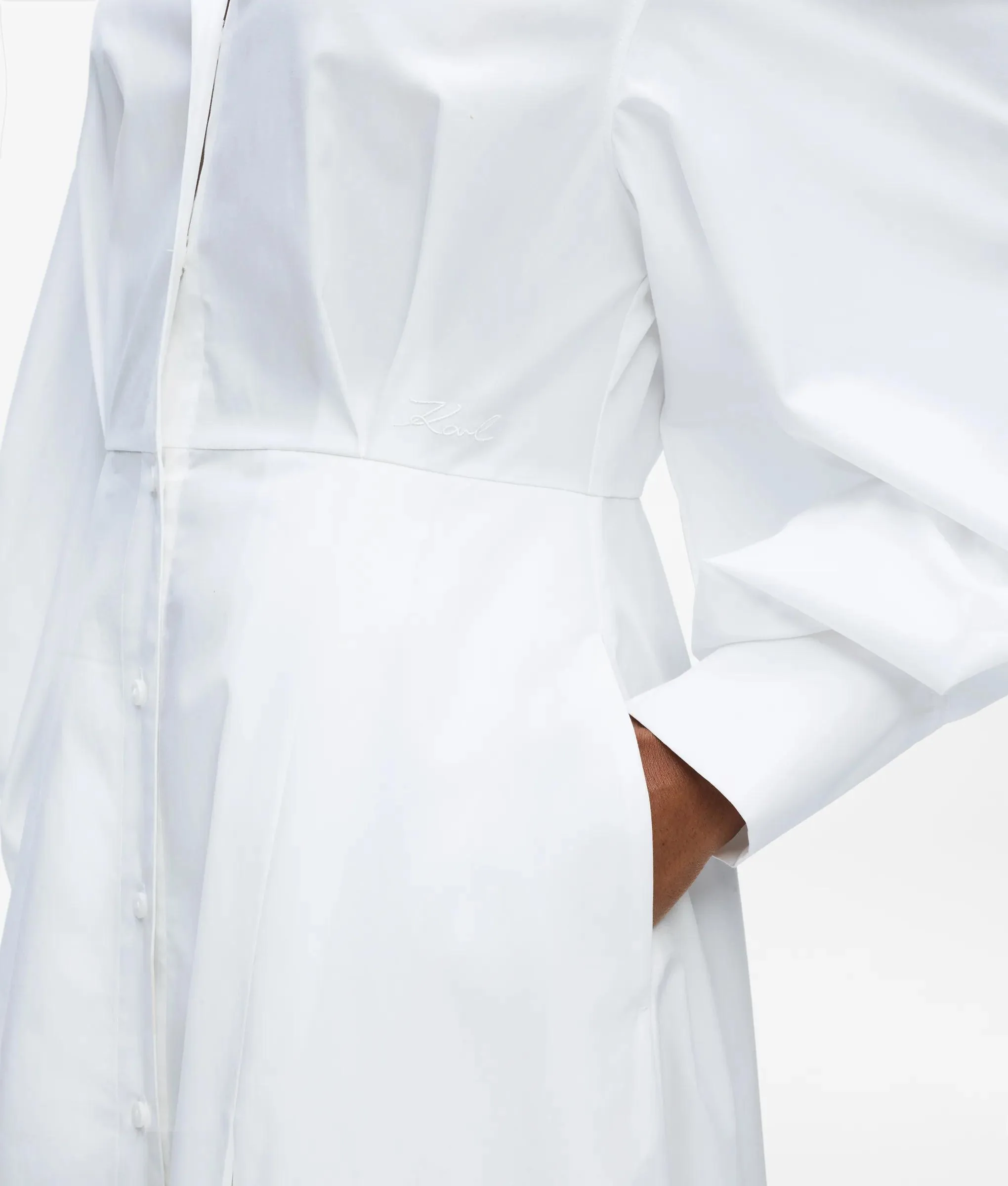 Robe-chemise plissée en popeline