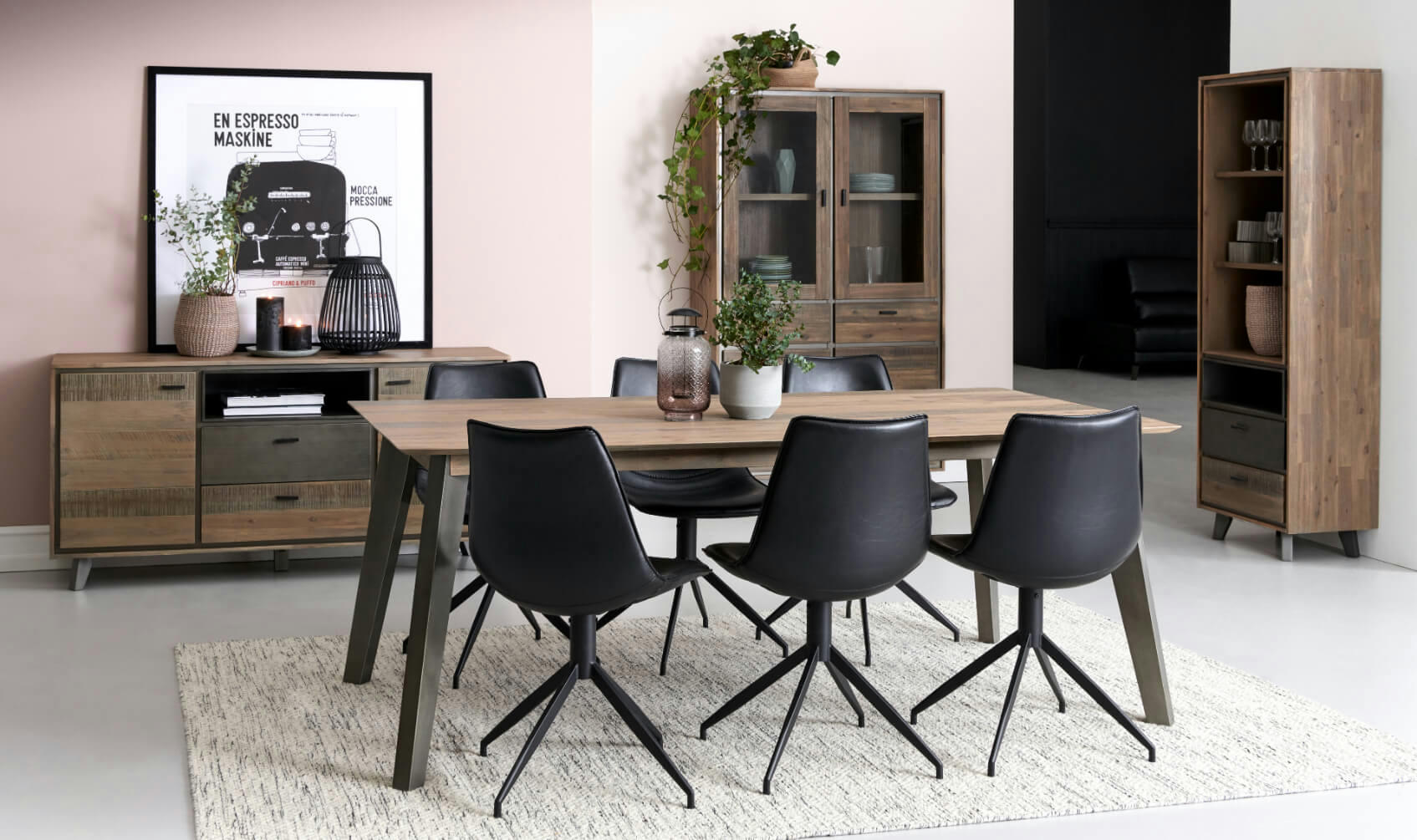 MALAGA - Table à manger 6 à 8 personnes L200 en acacia massif marron