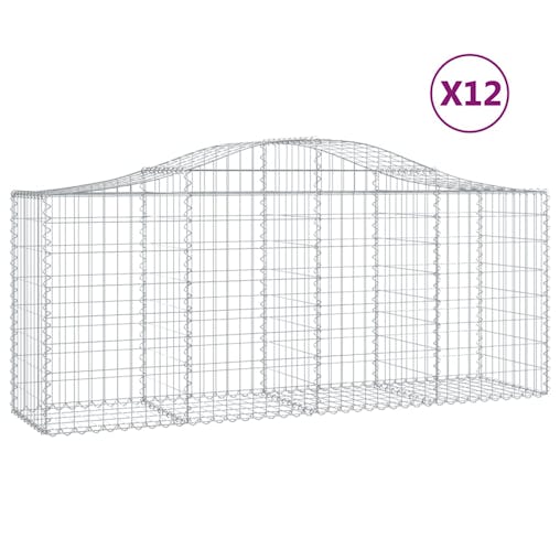 NNEVL Arched Gabion Baskets 12 pcs 200x50x80/100 cm Galvanised Iron