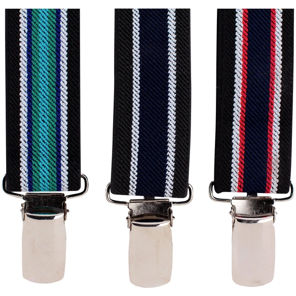 Hosenträger, schwarz/weiß/blau, Polyester/Elastodien