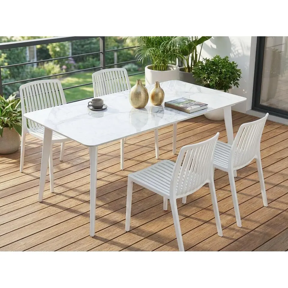 RODALLO - Tuintafel - Wit marmer - 160 x 90 cm - Gesinterde steen