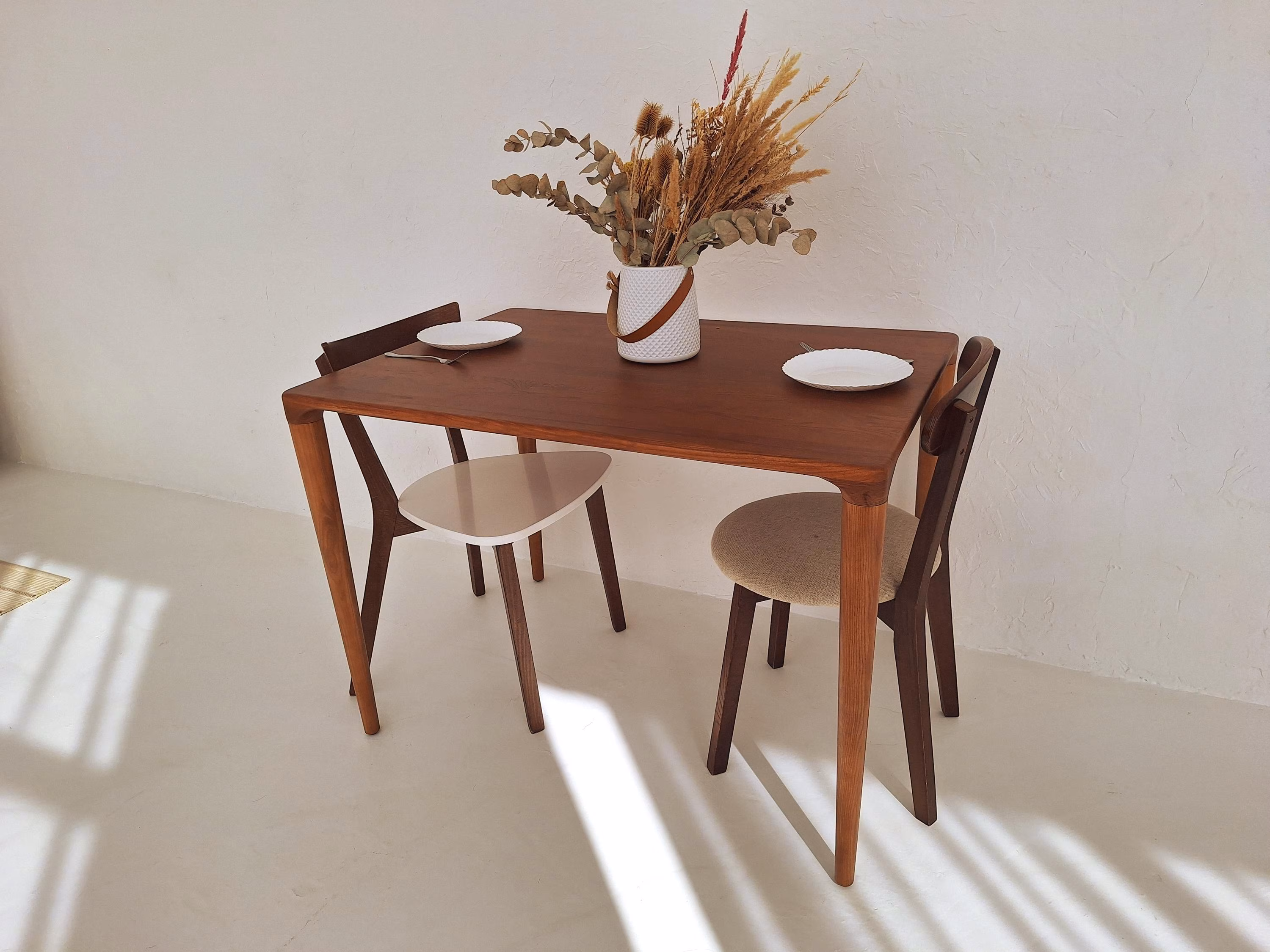 Modern Solid Rectangular Dining Table | Handmade Minimalist Table for Kitchen or Dining Room | Mid Century Style Statement Piece
