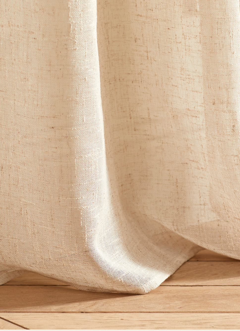 VOILAGE ÉTAMINE EFFET LIN FLAMMÉ BEIGE