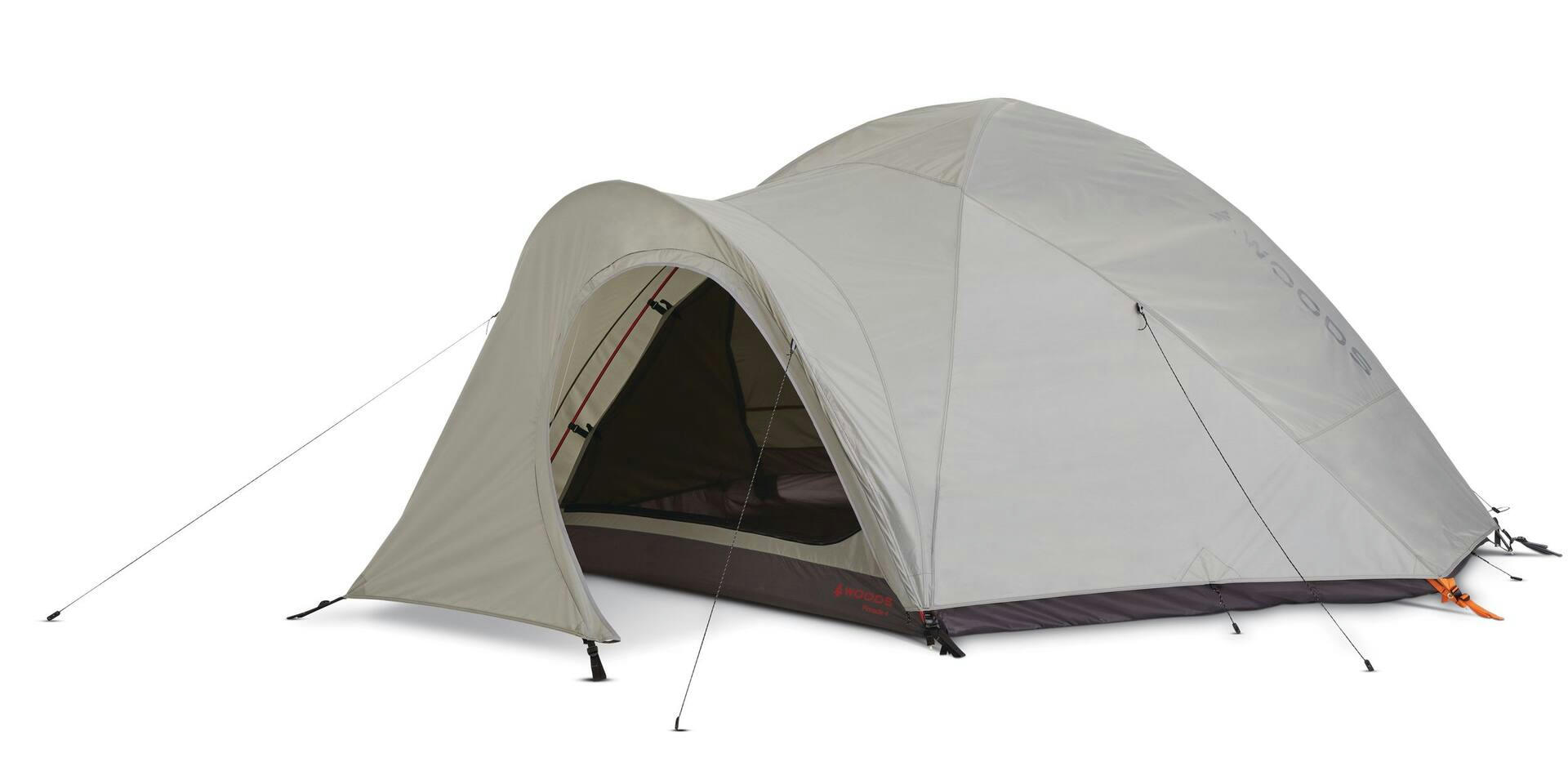 Woods Pinnacle 4-Season, 4-Person Lightweight Camping Dome Tent w/ Vestibule, Rain Fly & Carry Bag