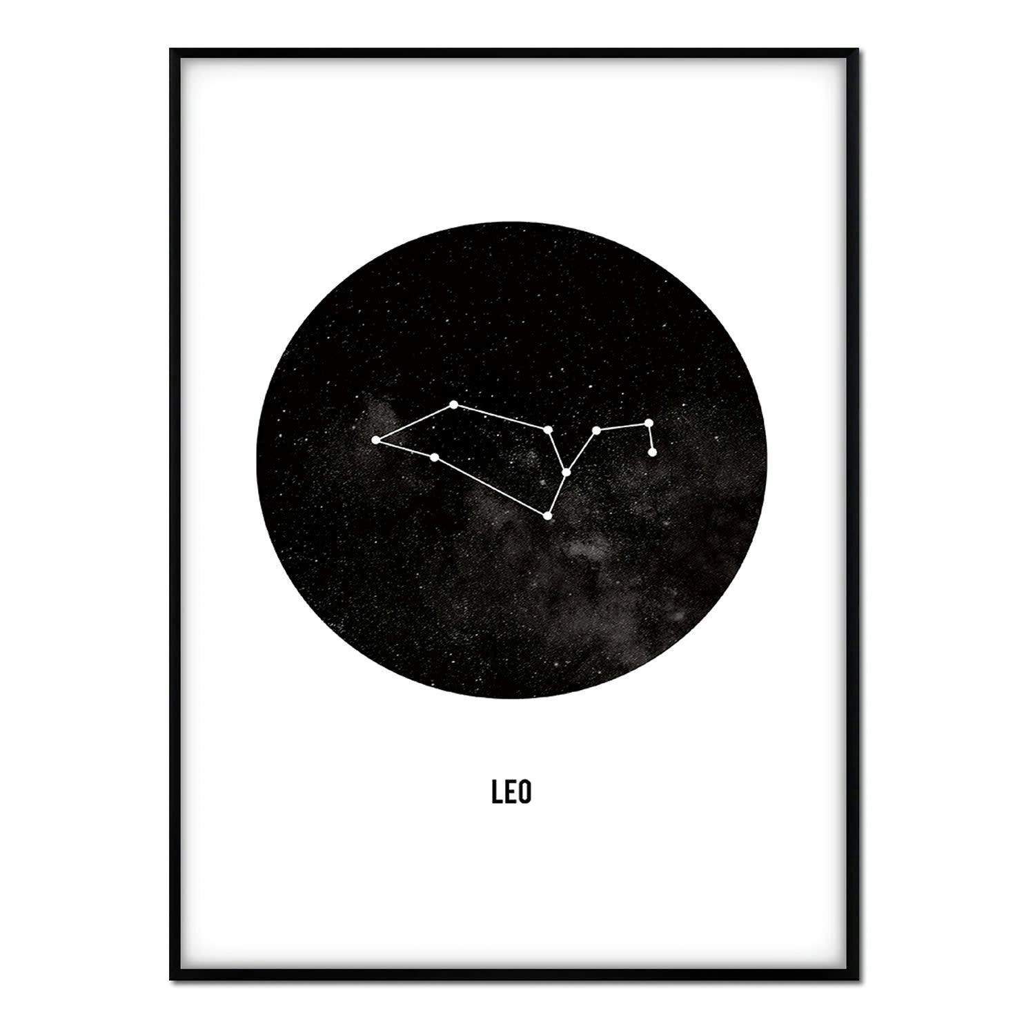 TEXTO - Affiche avec cadre noir - Lion - 50x70