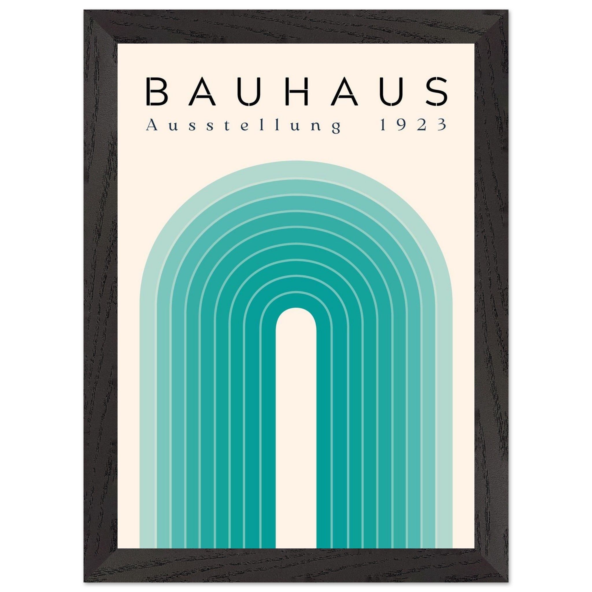 Artfulprints Poster met Lijst Bauhaus - Turquoise rainbow  - A4 21x29.7 cm - Turquoise