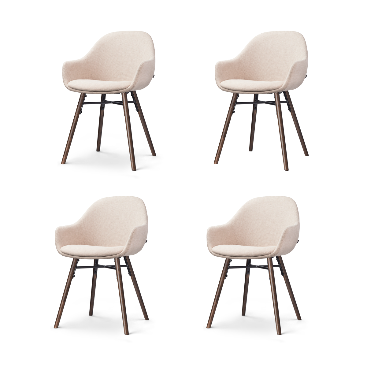 Nolon Nena-Mae Eetkamerstoelen Set van 4 - Beige - Walnoot