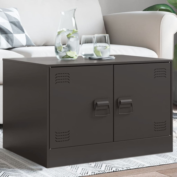 Stolik Kawowy Ława Stół Czarny Metalowy 67x50x44 Drzwiczki Do Salonu