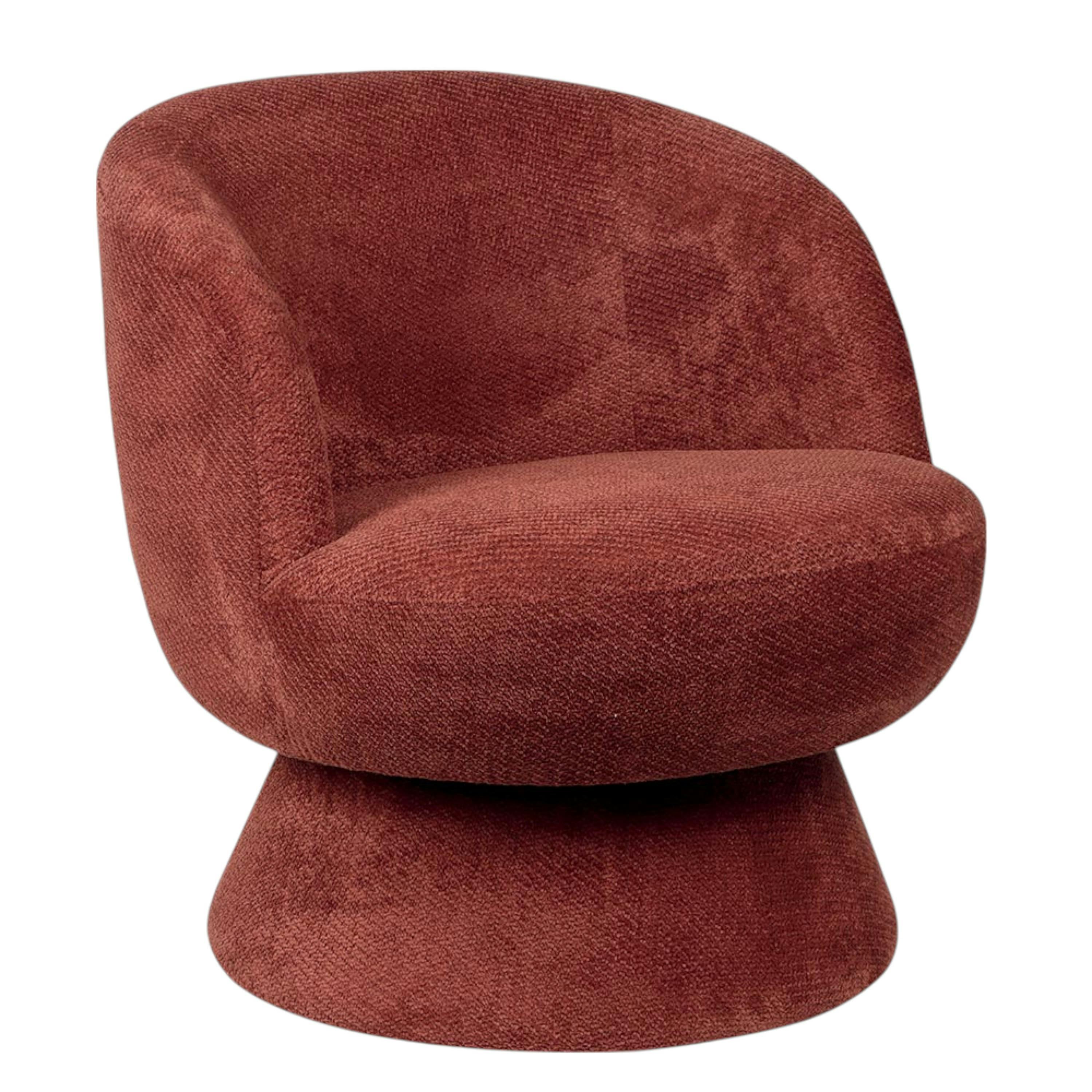 Fauteuil prune pivotant - tissu chenille, style rétro IENA