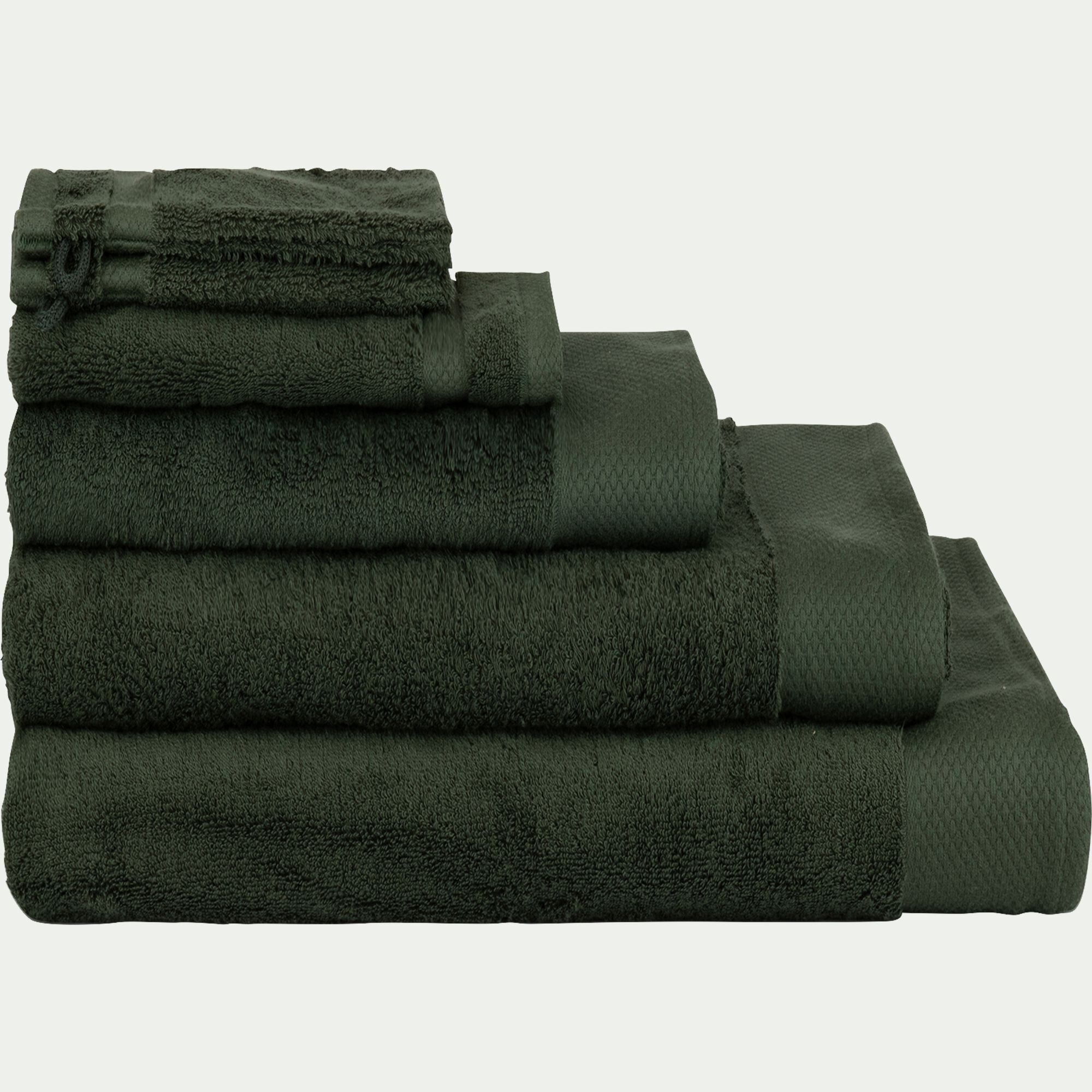 AZUR - Lot de 2 gants de toilette en coton peigné - vert cèdre