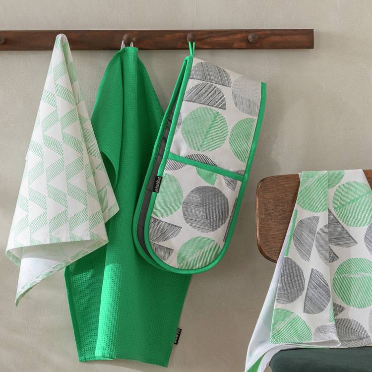 Habitat Linear Circles Cotton Textile Set - Green