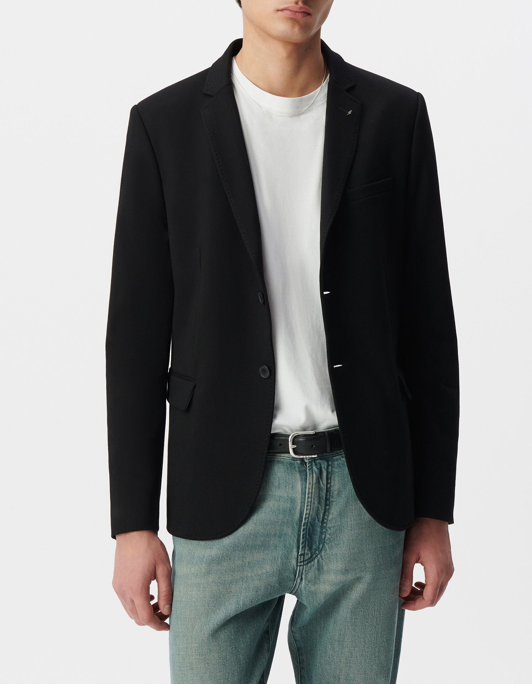 Veste noire Interlock à parementure amovible Homme