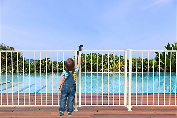 Module à barreaux L.200 cm en aluminium blanc pour barrière piscine – Accessoire sécurité extérieure – Finition résistante et pose simplifiée