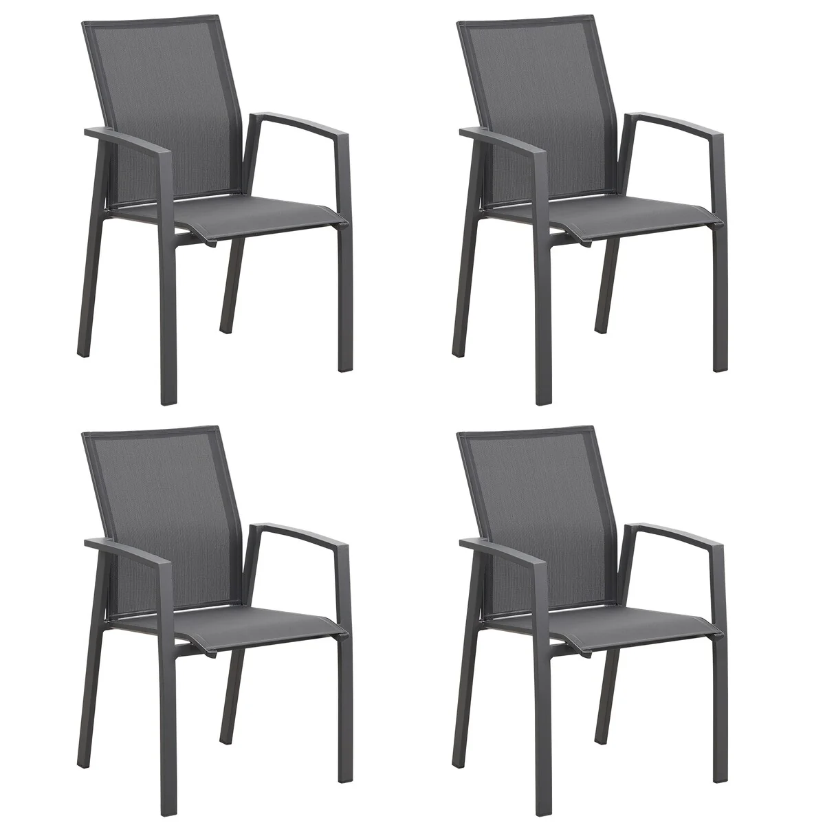 Stacking Aluminum Patio Dining Armchair (Set of 4)
