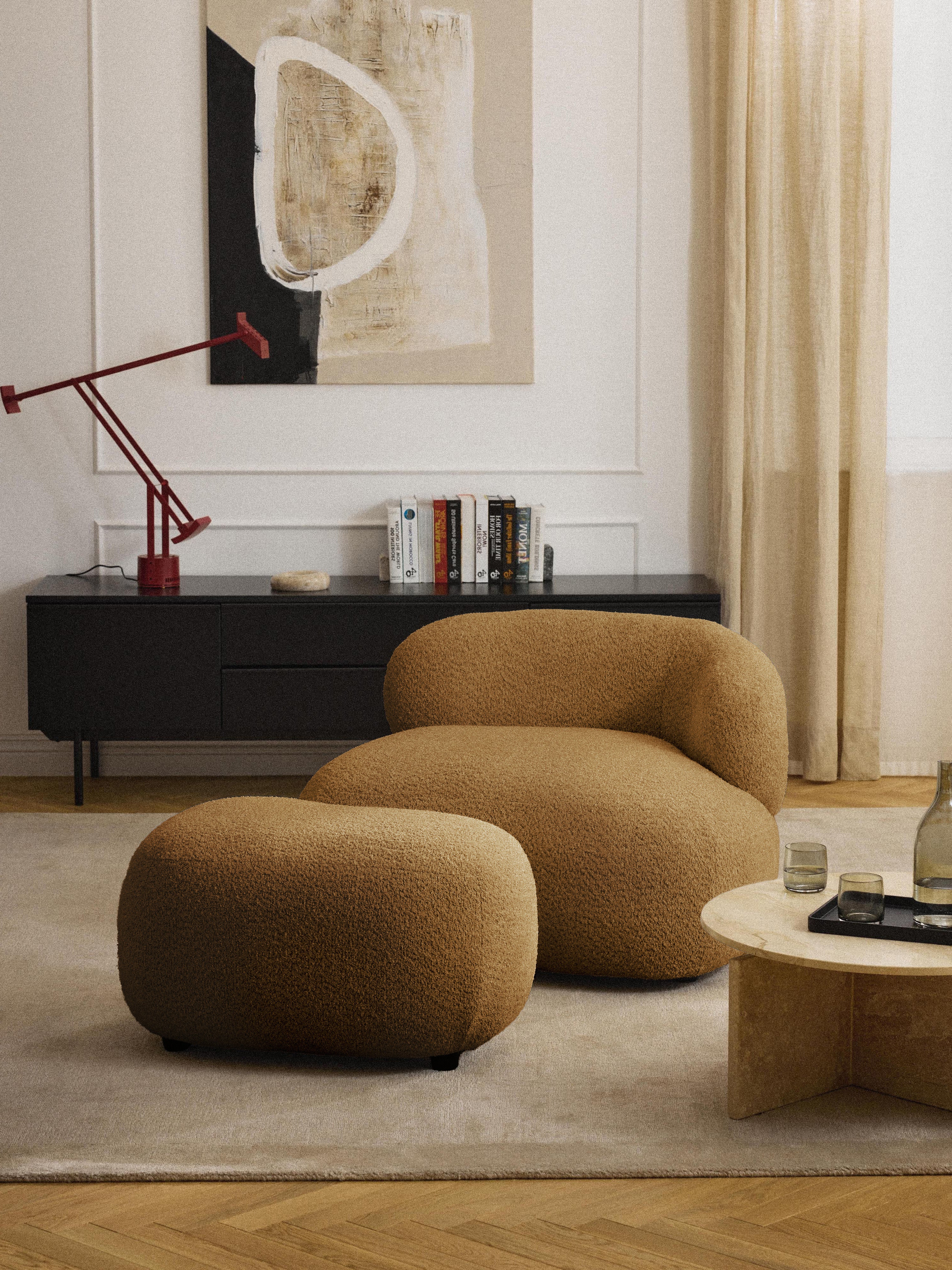 Hocker Alba aus Teddy-Bouclé