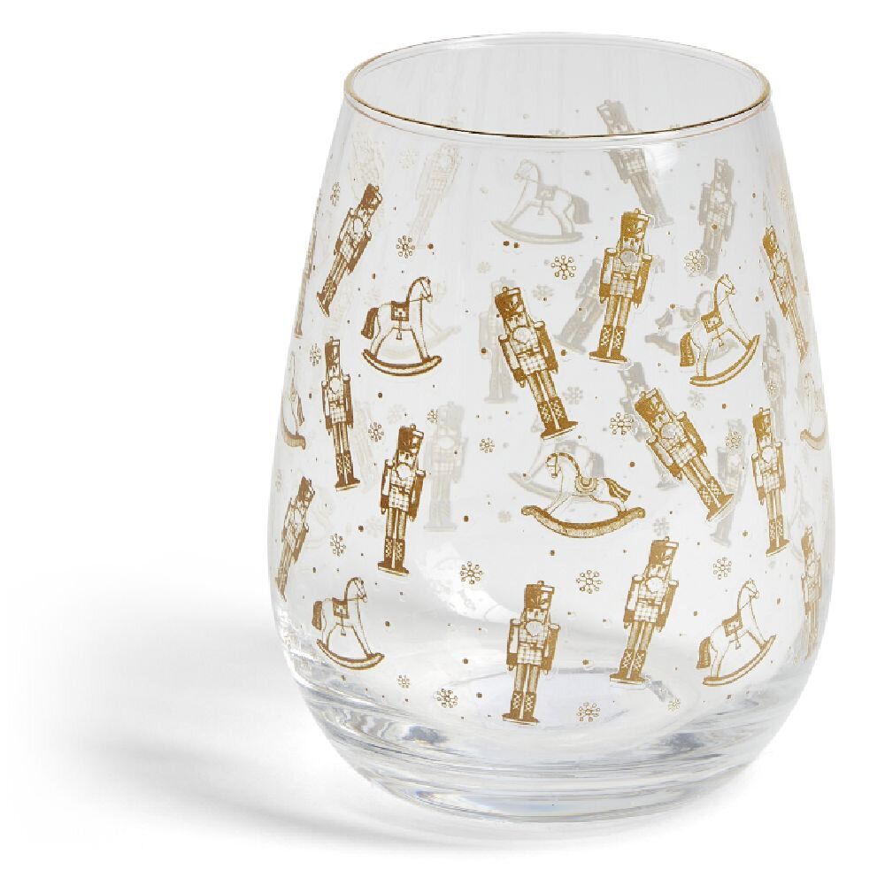 Verre transparent motif No&euml;l doré 46cl (2 modèles)