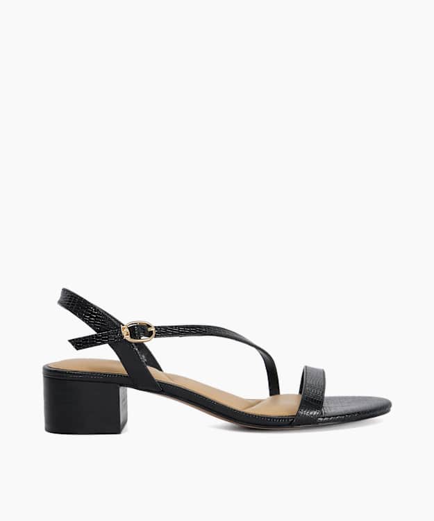 Jolene Black - Leather Block Heel Sandals