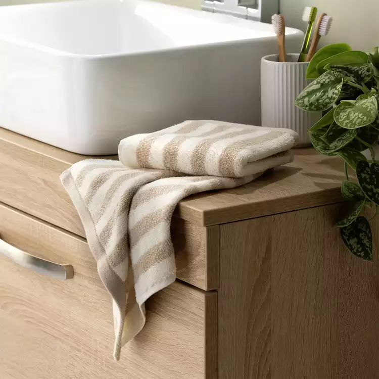 Habitat Oatmeal Stripe 2 Pack Face Cloth