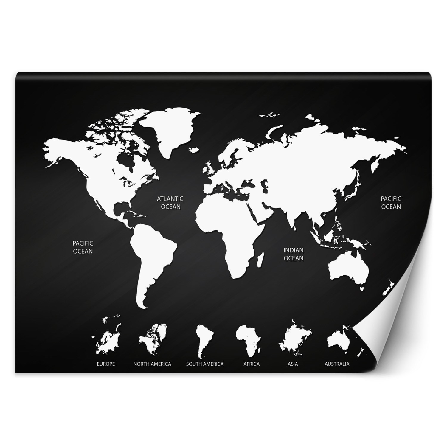Feeby Fototapeta, Czarno biała mapa świata 150x105