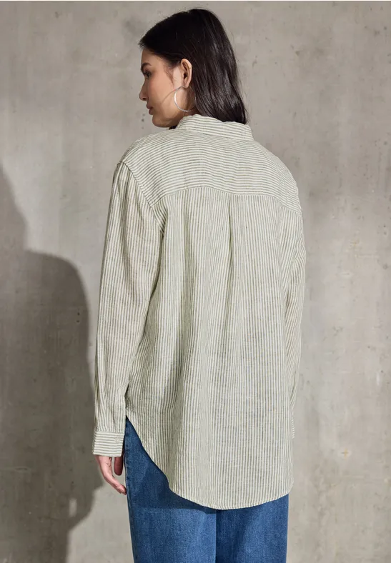 Gestreifte Leinen-Hemdbluse