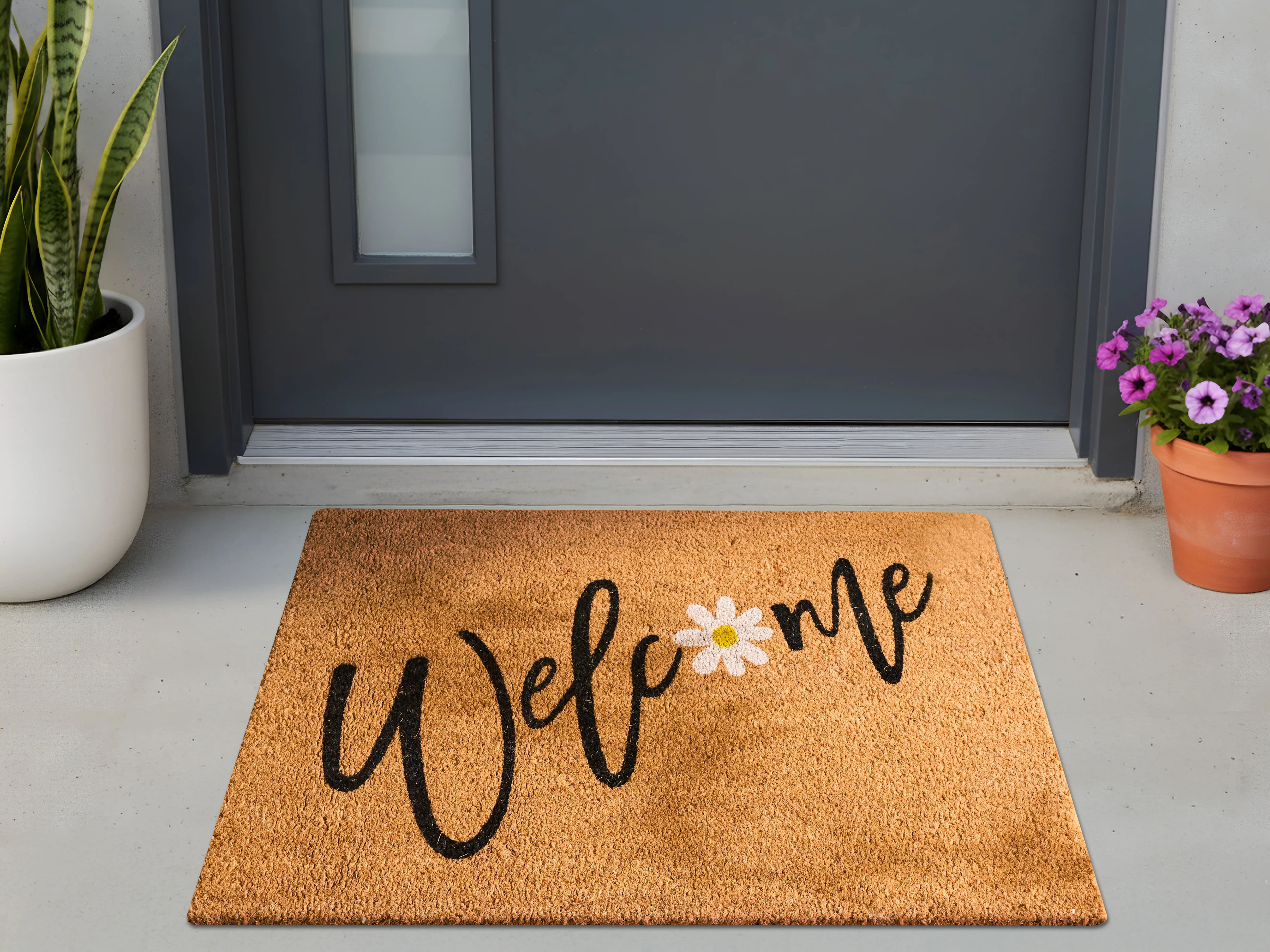 Doormat CALIBATO Natural 60 x 90 cm Text Coir