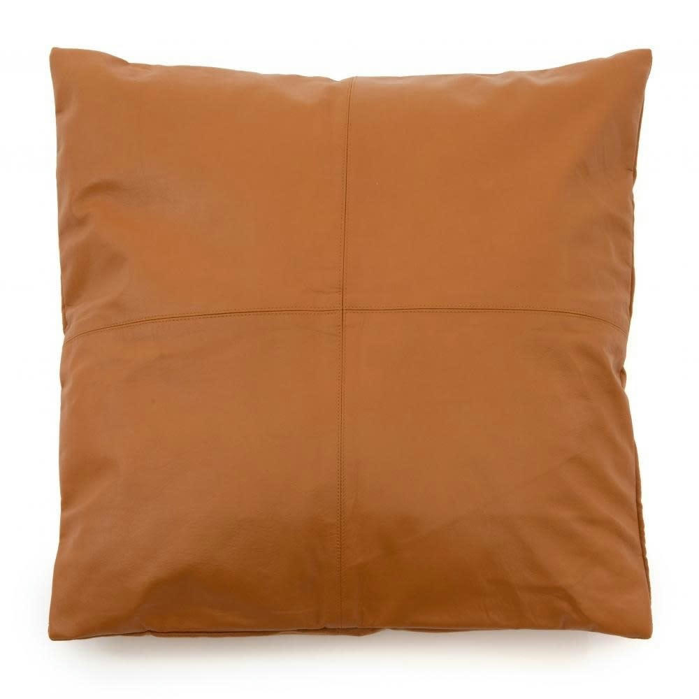 LEATHER - Coussin en cuir marron 60x60