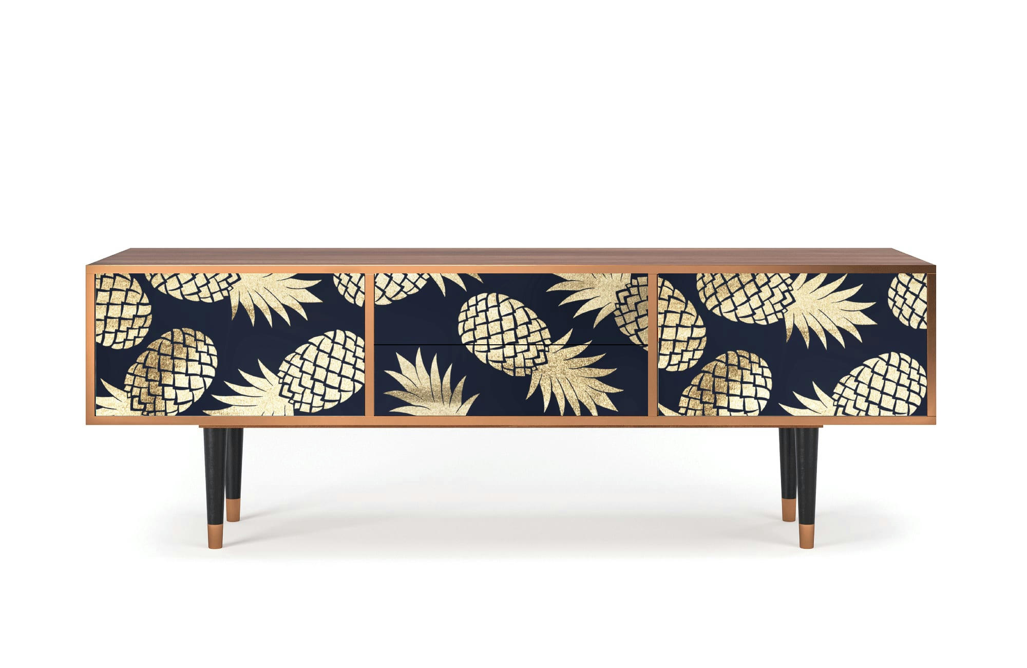 SUNNY PINEAPLE - Meuble TV  bleu et jaune 2 tiroirs et 2 portes L 170 cm