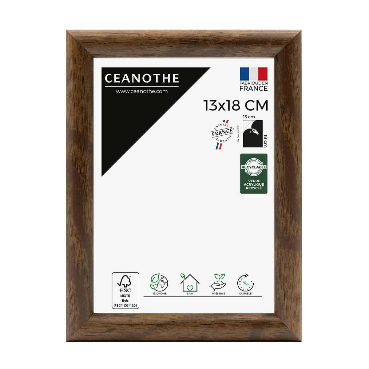 SHELTER - Cadre photo baguette arrondie ébène 13x18 cm résine recyclée