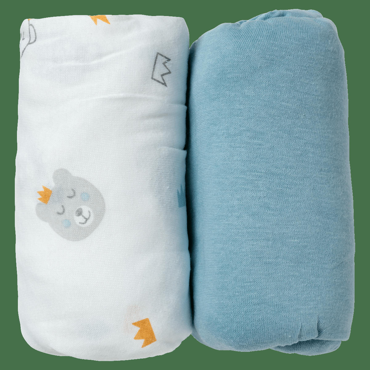 - Lot de 2 draps housse bébé bleu en coton 70x140 cm