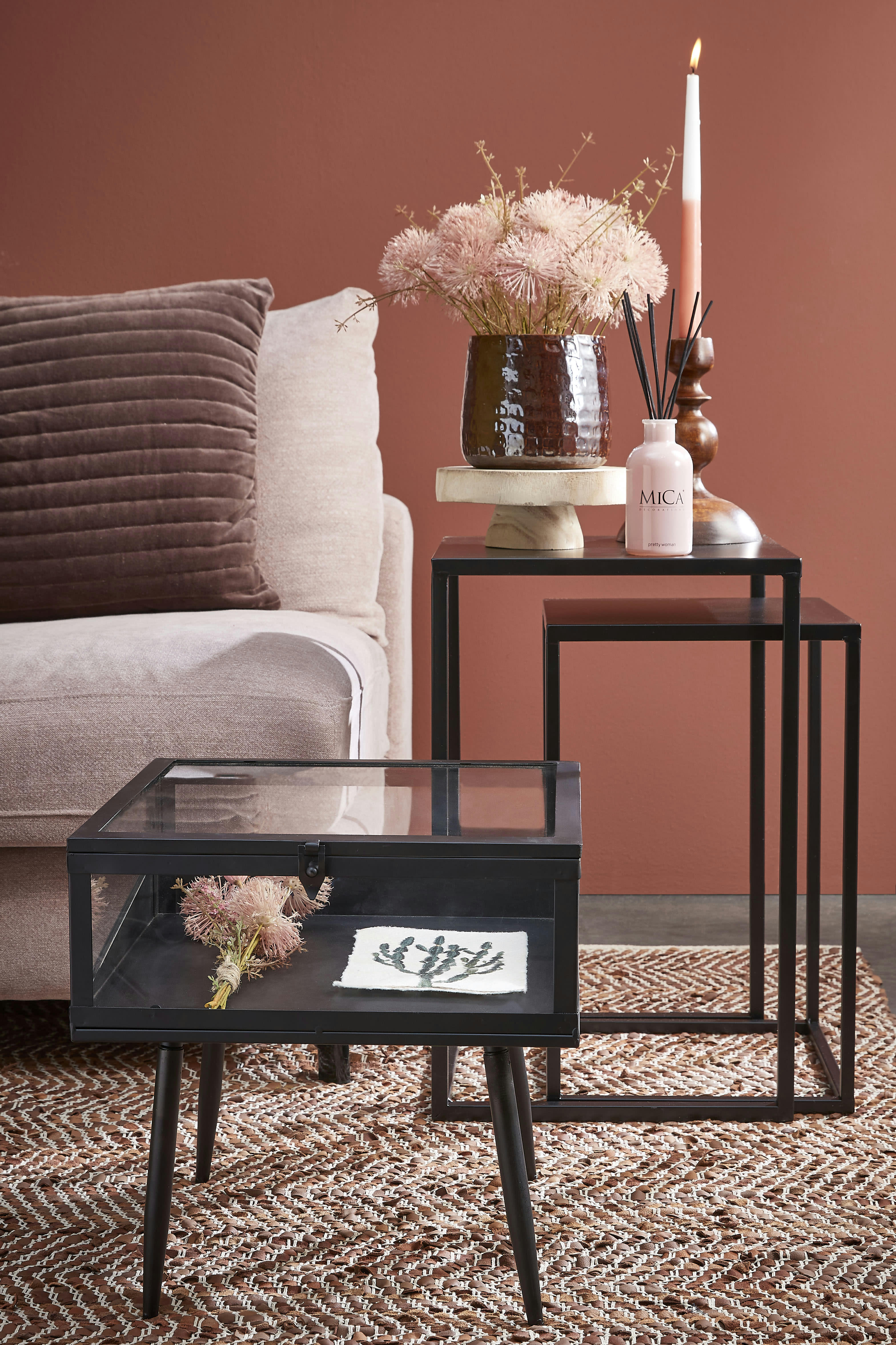 GOA - Lot de 2 tables gigognes en métal noir H55