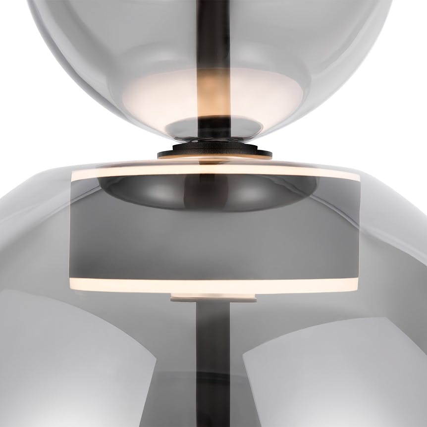 Suspension LED moderne - verre gris silhouette cloche NORA