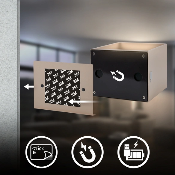 Leuchte, LED Akku Wandleuchte, 1,5 W, beige