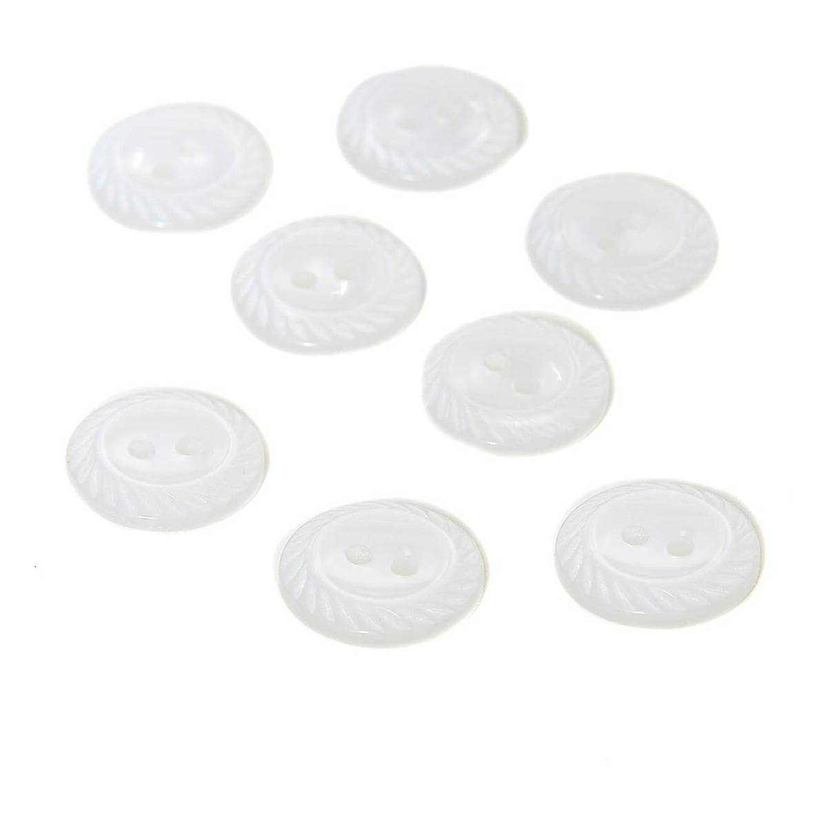 Hemline White Basic Cut Edge Button 8 Pack
