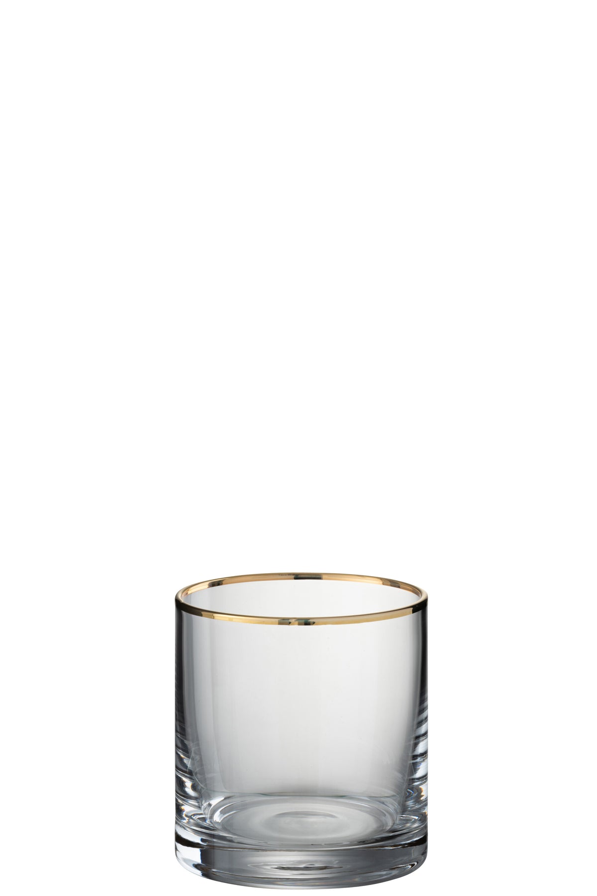J-Line glas Rand Cilinder - glas - transparant/goud - 6 stuks