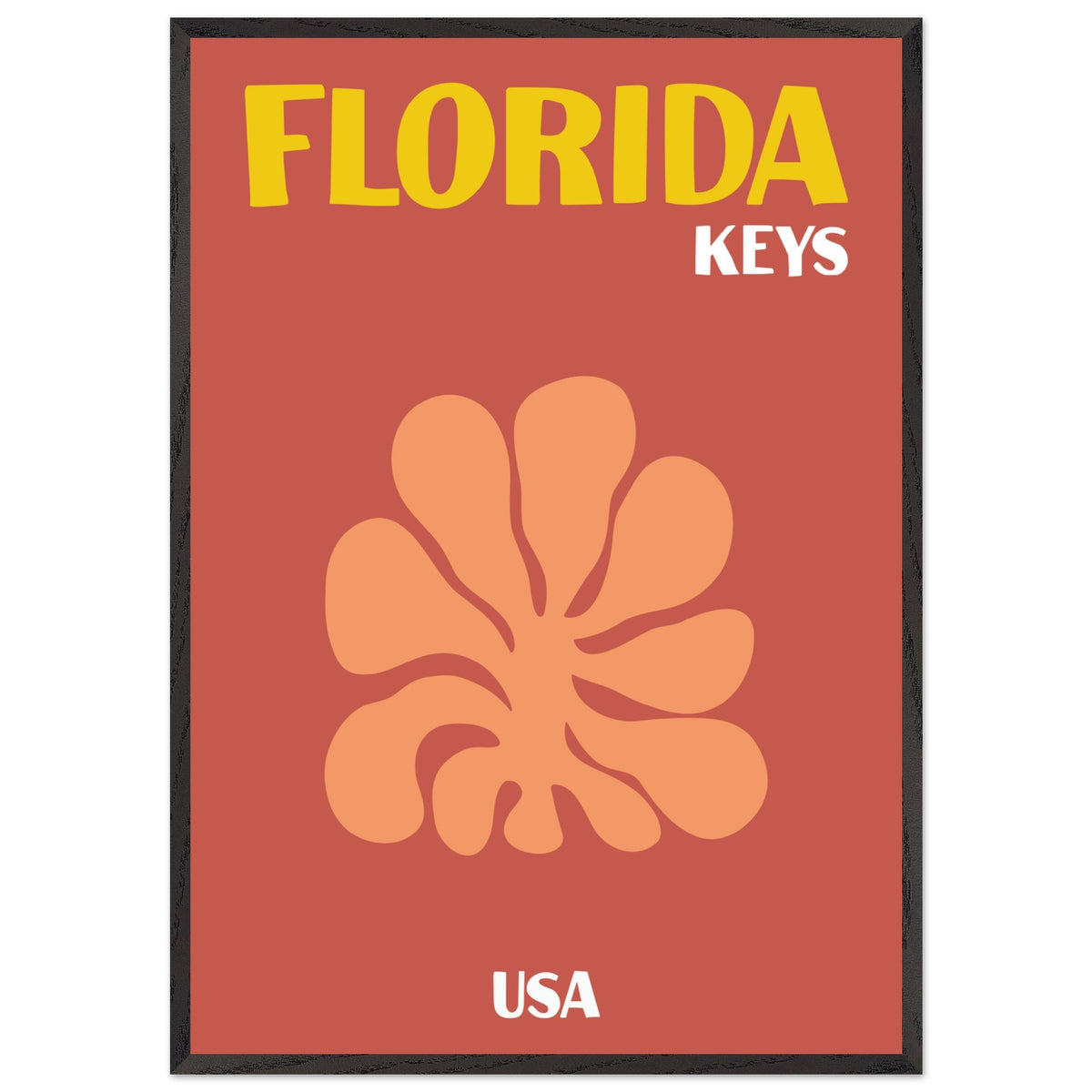 Artfulprints Poster met Lijst USA - Florida Keys  - 70x100 cm - Terracotta