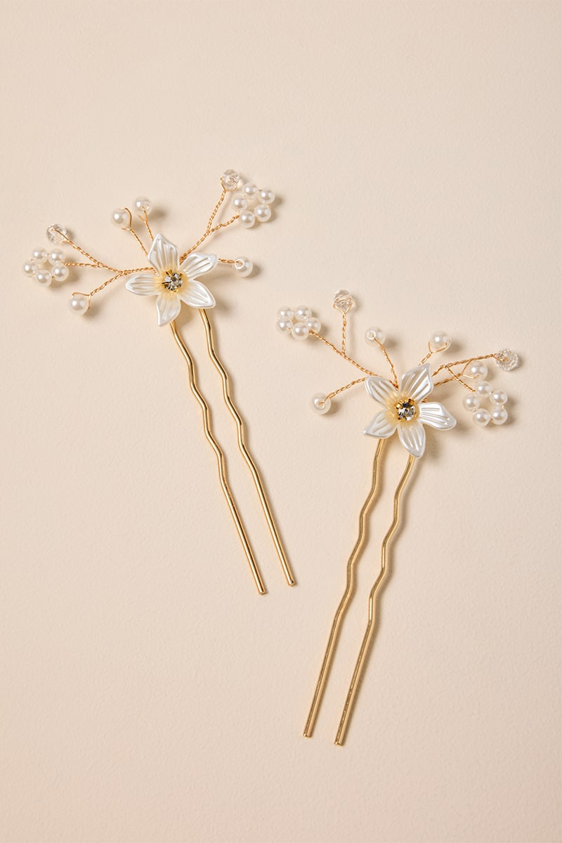 Doris Flower French Hair Pin Set