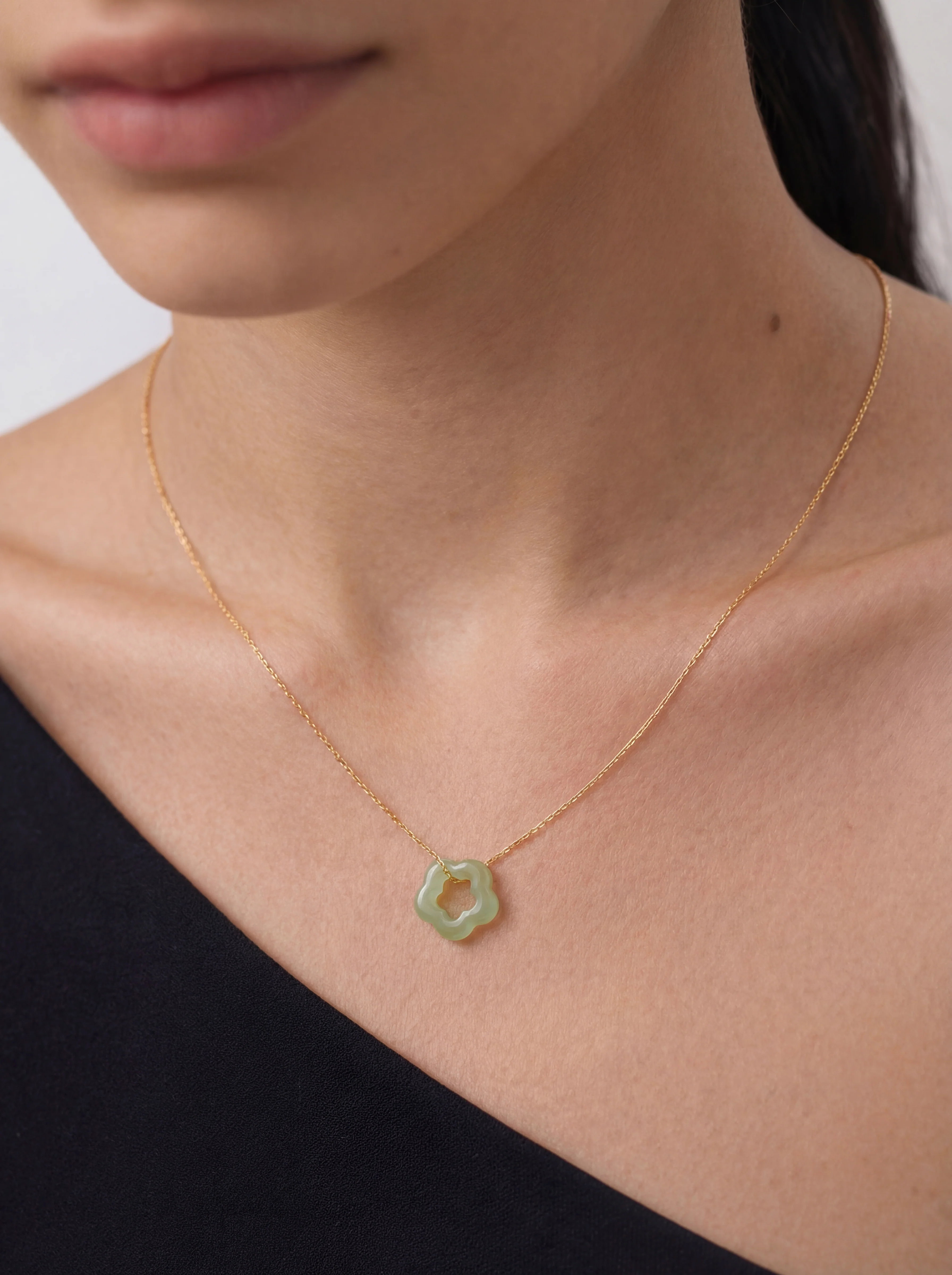 Plum Blossom — Green Jade Pendant Necklace