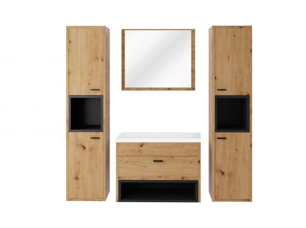 OLAF - Ensemble de salle de bain avec 2 colonne et 1 miroir