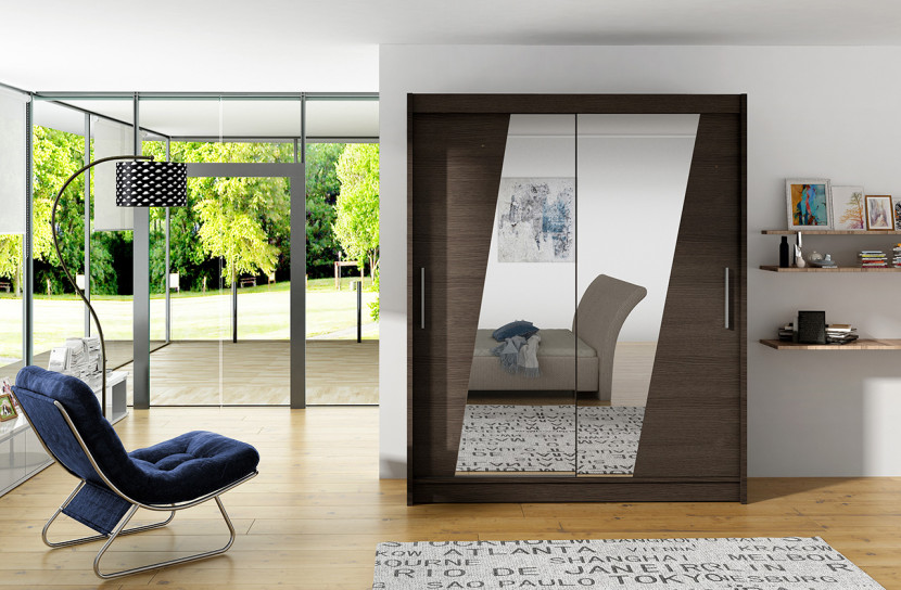 Szafa przesuwna z lustrem BOLTON 150 Choco