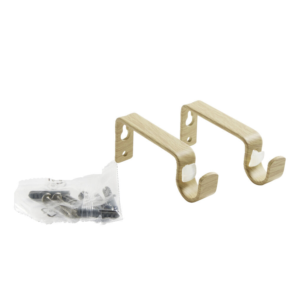 Kit tringle à rideaux alu aspect bois clair extensible 95-180cm (5 pièces)