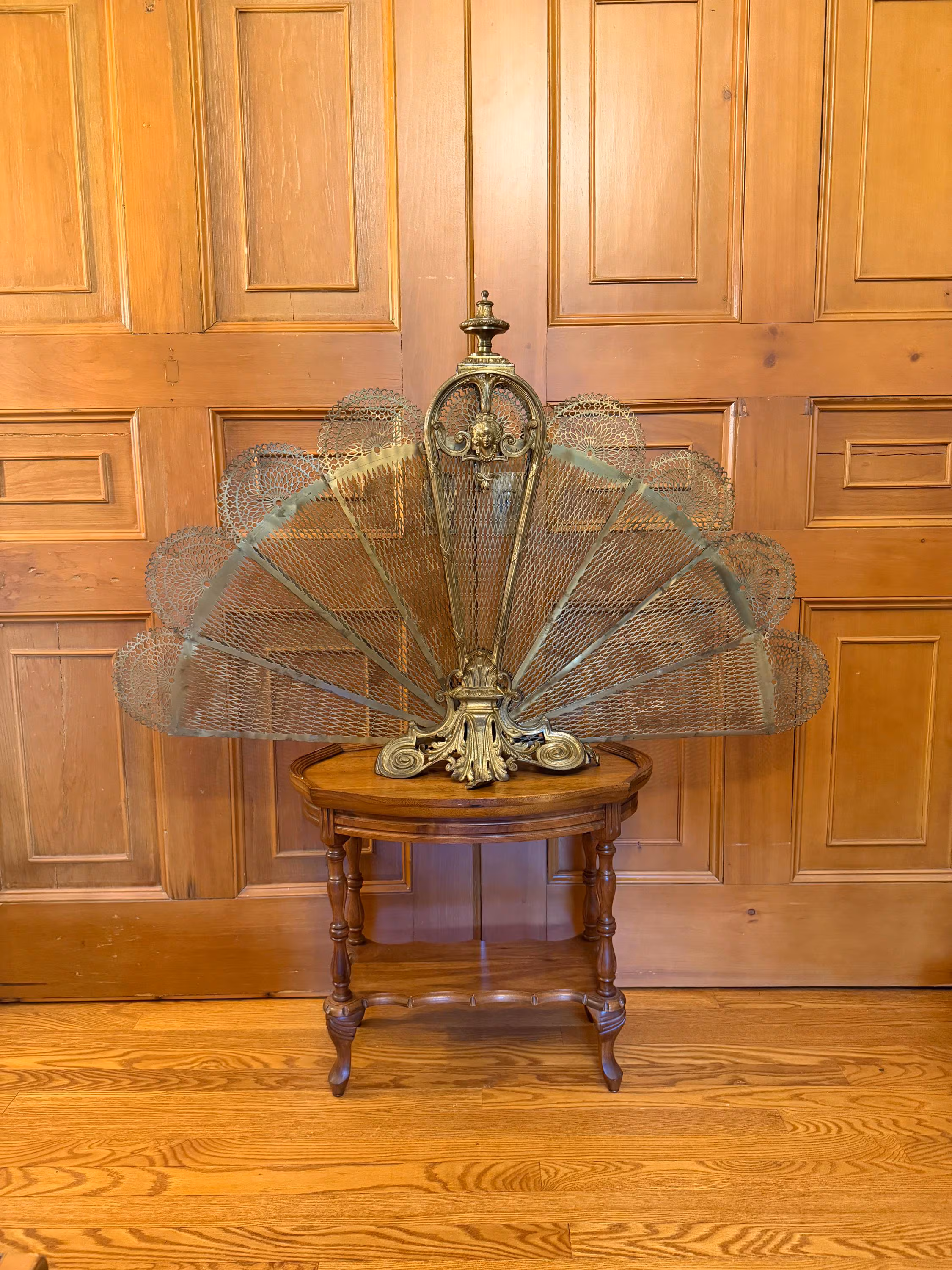 An antique mid 19th century Napolean III era French gilded bronze fireplace screen