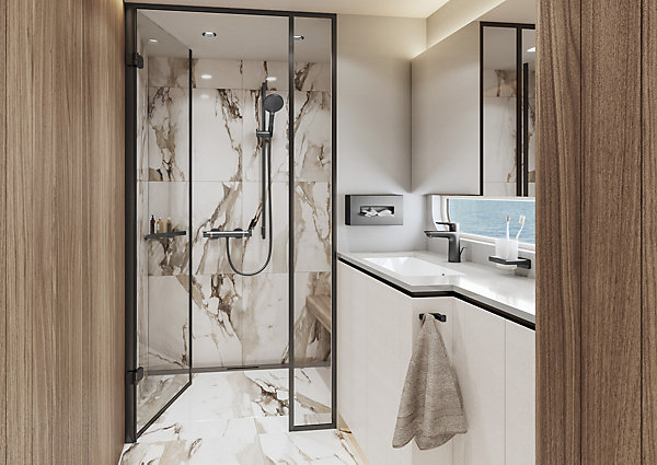 Distributeur de mouchoirs en papier noir chromé brossé Hansgrohe