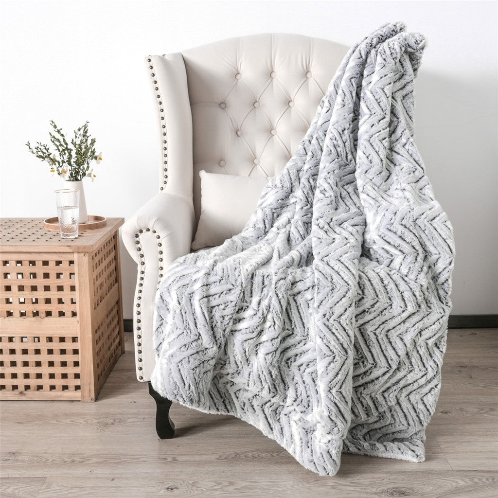 Thickened Double Layer Lamb Down Long Plush Tie dyed Brushed Fleece Blanket