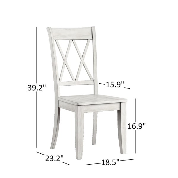 Eleanor Antique White Farmhouse Trestle Base 5-Piece Dining Set - X Back by iNSPIRE Q Classic