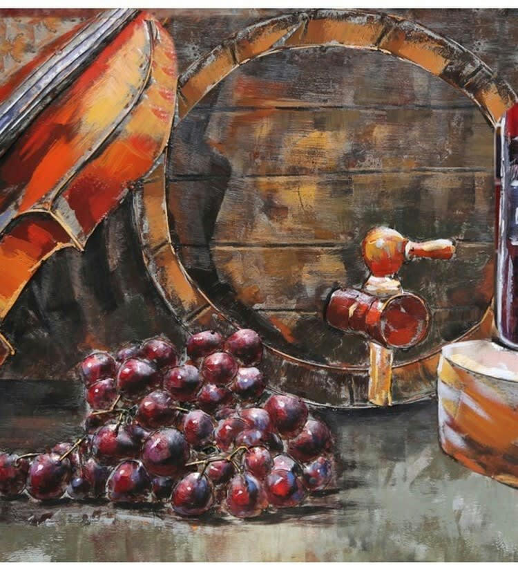 MÉTAL BRASS - Tableau relief en métal vin et violon 100x60