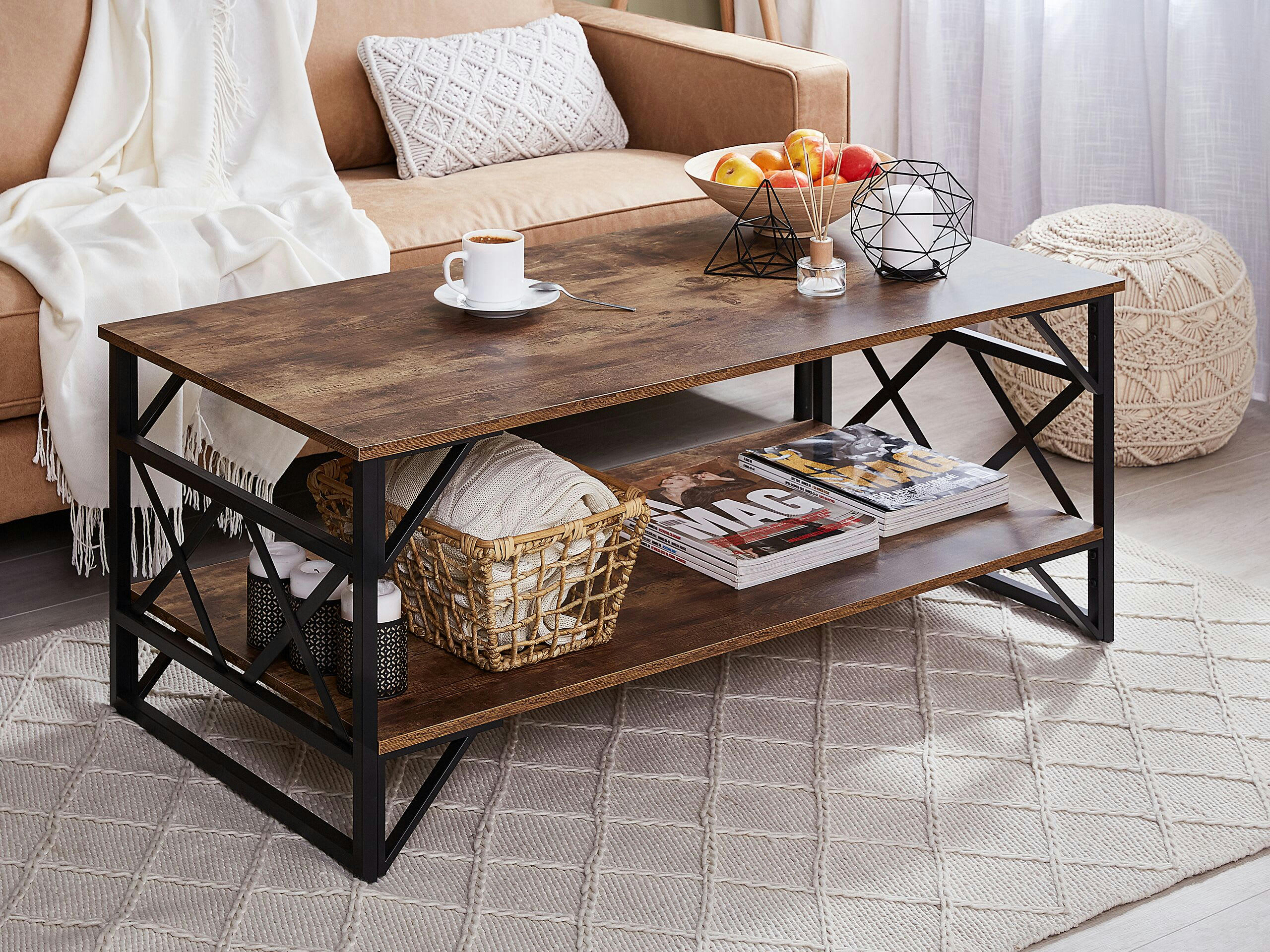 BOLTON - Table basse imitation bois foncé